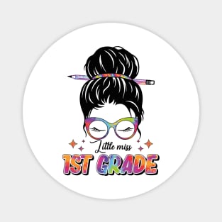 Little Miss First 1st Grade Messy Bun Girl Back To School Magnet